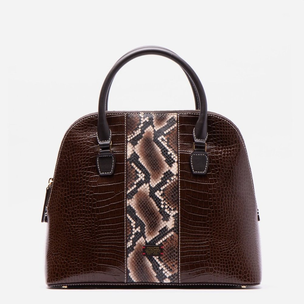 Frances Valentine Leather Crox Snake Satchel